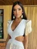 2024 Sexy Mesh Tles Cut Out Split Woman Maxi Dr O Neck Patchwork V-neck Sleevel Elegant Vestido Chic Vacati Lady Robe W5bs#