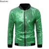 2024 Vestes à paillettes pour hommes Manteaux Shinny Glitter Discothèque Disco DJ Veste de bal Bomber Mâle Jaqueta Masculina Performances Veste A76T #