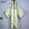 Zomer Afrika Vrouwen Vest Vlinder Afdrukken Lange Jurk Elegante Partij Boho Maxi Strandvakantie Cover Up Kimono's Kaftan