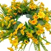 Decorative Flowers Yellow Daisy Wreath Elegant Durable Simple Front Door Spring Artificial For Indoor Home Festival Garden Patio