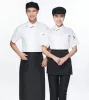 Vêtements de travail du chef Lg / manches courtes Uniformes de chef respirants Restaurant Cuisine Café Service alimentaire Veste de chef unisexe v6m5 #