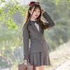 JK Uniform Two Single Breasted Brodery Japanese Uniform School Girl Anime School Uniform Cosplay JK Set Coat+Shirt+kjol+tie y3tf#