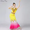 chinese Folk Dance Dr Sequins Belly Dance Costume Peacock Dai Fish Tail Leotard Dancewear 4XL Q365 l1QX#
