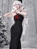 Casual Dresses Dark Christmas Year Battle Robe Velvet Slim Fit Fishtail Dress Spring Japanese Style Y2k Women's Clothing Vestidos