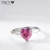 حلقات الكتلة TBCYD 2CT PINK HEART CUT MOISSANITE DAIMOND for Women GRA معتمدة S925 Silver Engagament Band Luxury Fine Gweweler