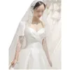 Fi une seule couche blanche ivoire en tulle perles simple femmes 3 * 3 mètres de mariée