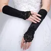 Tache Flapper Gants Noir Perlé Fingerl Coude Longueur Soirée Opéra Parti Gants Tulle Dames Sheer Q3I5 #