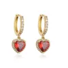 Hoop Earrings EYIKA Fashion Shiny Crystal Zircon Pink Heart Drop For Women Multicolor CZ Trend Party Statement Jewelry