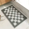 Carpets Checkerboard Home Bathroom Absorbent Carpet Floor Mat Door Flocking Foot Thickened Non-slip