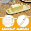 Plates Clear Butter Dish With Lid Rectangular Container Knife For Countertop Refrigerator Door Shelf