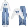 Kobiety Spring Autumn Cool Butterfly krótka kurtka szerokie nogi 1 lub 2 sztuce