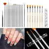 2022 Meerdere Nail Art Nagelborstel Ontwerp Tip Tekening Carving Puntjes Nail Pen Builder Flat Liner Acryl Gel Polish manicure