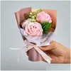 装飾的な花の花輪3ヘッド人工ローズブーケの手持ち石鹸フラワーマザーデイギフトケースデコレーションホームデコレーションDRO DHXJ0