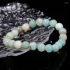 Strand JD – Bracelet en pierre naturelle 3A Amazonite pour femmes, perles rondes, mode, cercle unique, corde extensible, bijoux de guérison, cadeau