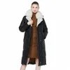 icebear new 2023 fur hood women coat lg luxury jacket female m quilted coat parkas with belt GWD3906I Q1FS#
