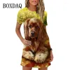 Robes de soirée Robe d'été à manches courtes col rond pull impression 3D lâche décontracté grande taille dessin animé chien motif femmes robes