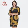 Astrid Women's Dr 2022 For Women Elegancki vintage Dr Veet Print Casual Plus Size LG Dres Kobieta z naszyjnikiem A24B#