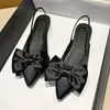 Casual Shoes Sandals And Slippers For Women's Outer Wear 2024 Summer Satin Bow-knot Baotou Flats Europe Goods Fairy Style Fashion