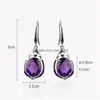 Dangle Lustre Classique Dames Dangles Boucles D'oreilles À La Mode 925 Sterling Sier Goutte D'eau Pour Les Femmes Incrustées Ovale Gem Banquet Accessoires Dhn5U