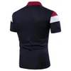 Men Polo Shirt Short Sleeve Chest Three Stripe Color Stitching Top Comfortable Beach Lapel Mens 240328