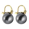 Studörhängen REAL 925 Sterling Silver Women's Simulated Grey Pearl Earings Female For Wedding Gästgåvor Fina smycken 2024