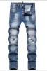 Y2K Jeans da uomo Jeans strappati da uomo nuovi Jeans skinny da uomo di lusso Pantaloni con fori azzurri Pantaloni da uomo slim fit elasticizzati di qualità