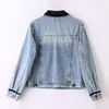 Neue 2024 Frühling Denim Mantel und Jacke Frauen Patchwork Farbe Chinesischen Stil Krawatte LG Hülse Blaue Jeans Jacken Outwear s3Xx #