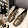 Casual Shoes Leather Women Metal Buckle Chains Sneakers Low Heel Flats Oxfords Ladies Small Pointed Mary Jane's