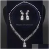 Set di gioielli da sposa Collane da donna Orecchini Pendenti Accessori Orecchini Consegna nuziale di lusso Dhpjy