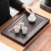 Teetabletts Küche Kaffeegeschirr Tablett Wasserkocher Home Office Bambus Servieren Schwarz Vintage Luxus Bandeja Bambu Zubehör