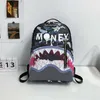 Painted backpack, men's backpack, travel bag fashion luxury student backpack, large capacity street trend shark beak backpack 1121