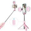 Selfie Monopods 4in1 Wireless Bluetooth Compatible Selfie Stick LED Ring Light Extendable Handheld Monopod Live Tripod for IPhone 14 13 Android 24329