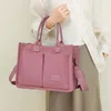 Сумки для хранения, женская ретро-сумка с верхней ручкой, однотонная парусиновая стильная сумка через плечо с регулируемым ремешком, квадратная сумка с несколькими карманами