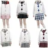 Japonais JK uniforme gilet tricoté uniforme scolaire CardigansJaponais fille uniforme étudiant broderie pull jupe plissée cravate ensemble s1ts #