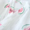 Домашняя одежда Креп-хлопковые шорты с короткими рукавами 2024 Летние пижамы Женские тонкие двухслойные марлевые кимоно Женские свежие пижамы Домашняя одежда