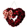 Couronne de fleurs décoratives pour porte, couronnes romantiques en forme de cœur pour la Saint-Valentin, décoration d'intérieur, guirlande d'amour, décorations avant de la Saint-Valentin