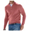 comfy Clothing Solid Lg Sleeve Turtleneck Shirts Half Zip Fleece Winter Coat Pullover Men Autumn Thick Warm Knitted Sweaters N2eU#