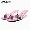 LAKESHI Heeled Sandals For Women High Heels Pink Seashell Design Slippers Summer Elegant Open Toe Party Wedding Shoes 240320