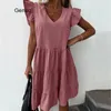 Party Dresses 2024 Summer Polka Dot Women Dress Casual Short Butterfly Sleeve A-Line Sundress Sexy V-Neck Ruffle Beach Vestidos