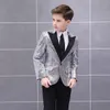 Set di abiti colorati con paillettes per bambini, per ragazzi, danza, performance di pianoforte, passerella, costume da ospite, bambini, blazer scintillante, cravatta, set di abbigliamento 240318