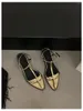 Sandaler Fashion Märke ankel strap casual sommarskor kvinnor låga klackar smala band glider guld sliver elegant sandalias mujer