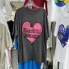 T-shirt van puur katoen met korte mouwen voor dames zomer Koreaanse ronde hals letter hart borduurwerk losse top 240329