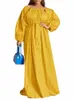 plus Size 5XL VONDA Elegant Sexy Off Shoulder Maxi Dr Women 2023 Lg Sleeve Solid Belted Bohemian Robe Casual Party Vestidos S5Jc#