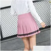 Saias Shinymora Verão Plissado Mini para Mulheres Cintura Alta Meninas Shorts Casuais Listrado Harajuku Japonês Uniforme Escolar1 Drop Delivery Dhods