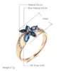 Cluster Ringen Kinel Blauw Natuurlijke Zirkoon Ring Voor Vrouwen 585 Rose Gouden Bloem Vintage Etnische Bruid Bruiloft Sieraden Party Accessoires