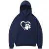 Women's Hoodies Sweatshirts New Cute Dog Paw and Heart Shape Print Women Casual Long Sleeve Autumn Winter Pullovers Plus Size 24328