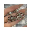 Stud Double B Lettres Perle Boucle D'oreille Goujons Marque Pendentif Brillant Non-Décoloration Lustre Boucles D'oreilles Femmes Hommes Oreille Designer Bijoux Bbe2 --02 Otq9B