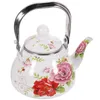 Ensembles de vaisselle en émail Pot de camping Camping Vintage Tea Kettle Big Flower Kungfu Teapot Water for Stoveetop Teakettle