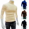 Spring Autumn Winter Men Slim Turtleneck tröja LG Sleeve Top Pullover Warm Stretch Knittad tröja Hög-hals Bottomskjorta E50P#