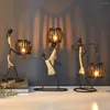 Bougeoirs Chandelier en métal nordique personnage abstrait porte-Sculpture décor Figurines faites à la main décoration de la maison Art candélabres